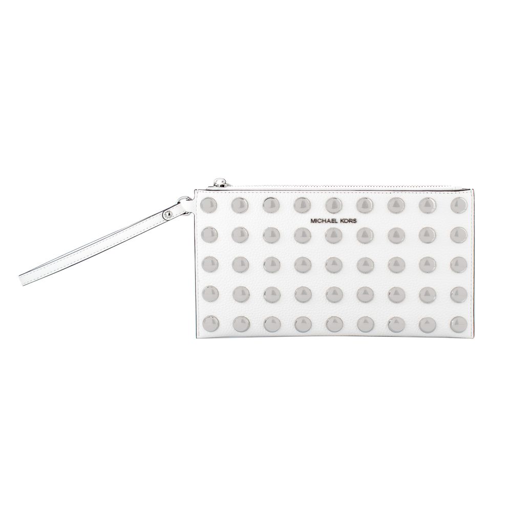 Michael Kors - Polished Studded Leather Wristlet Clutch - White Michael Kors