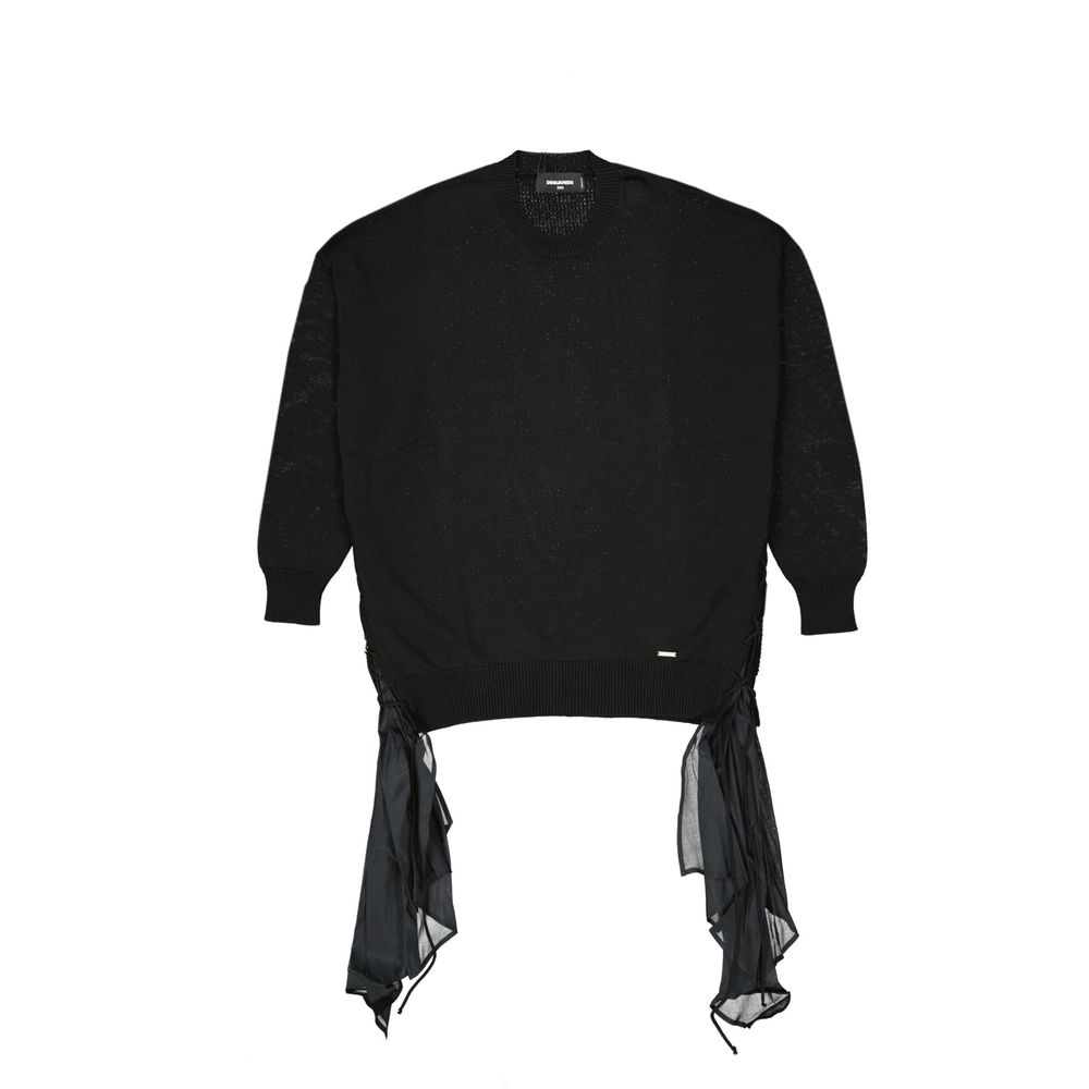 Dsquared² - Edgy Cotton Sweatshirt with Side Drawstring Detail - Black Dsquared²