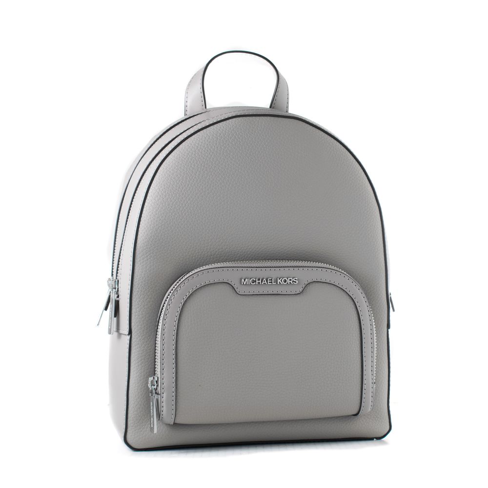 Michael Kors - Structured Pebbled Leather Backpack with Logo Plaque - Grey Michael Kors