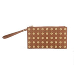 Michael Kors - Edgy Studded Textured Leather Wristlet Clutch - Brown Michael Kors