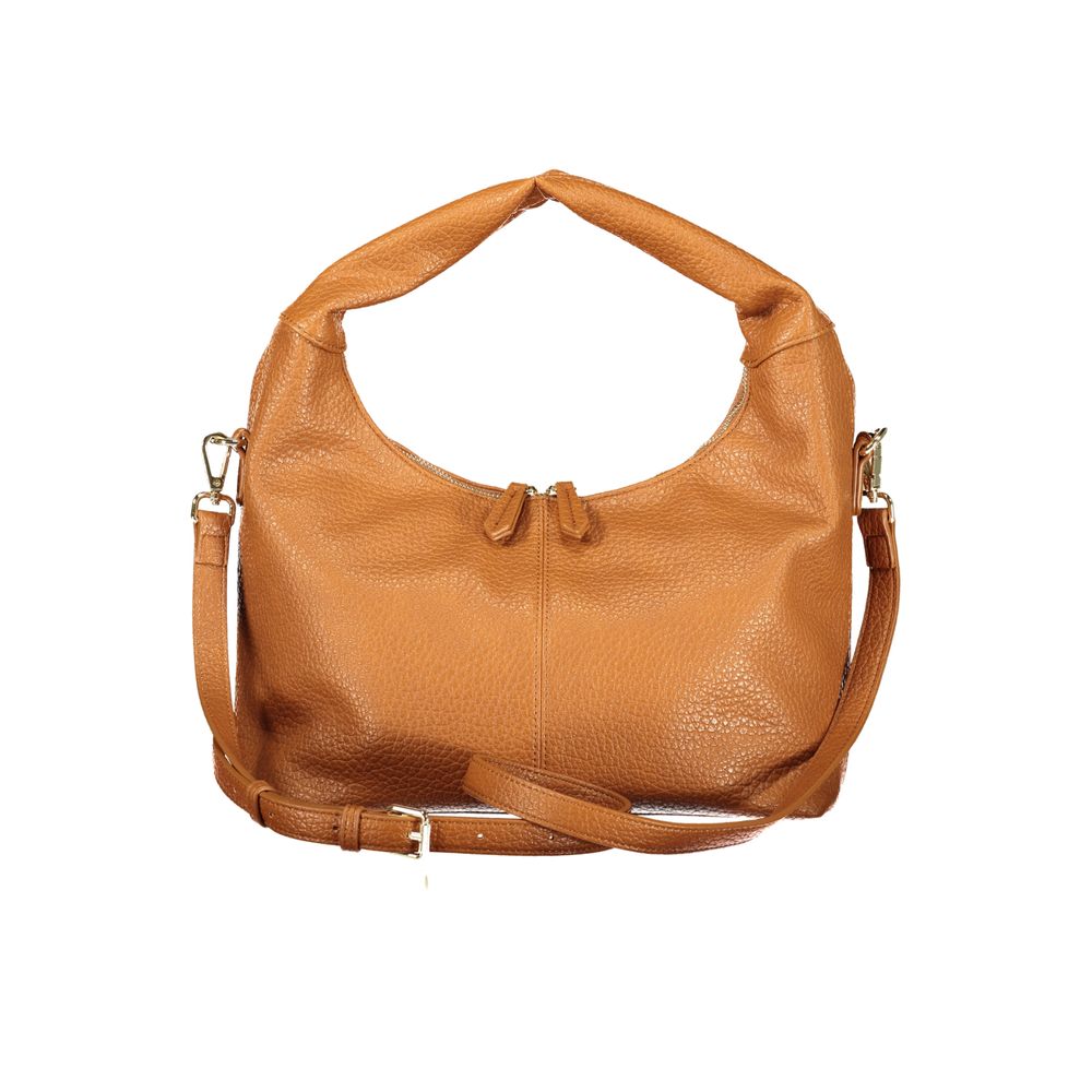 Valentino - Structured Pebbled Shoulder Bag - Brown Mario Valentino