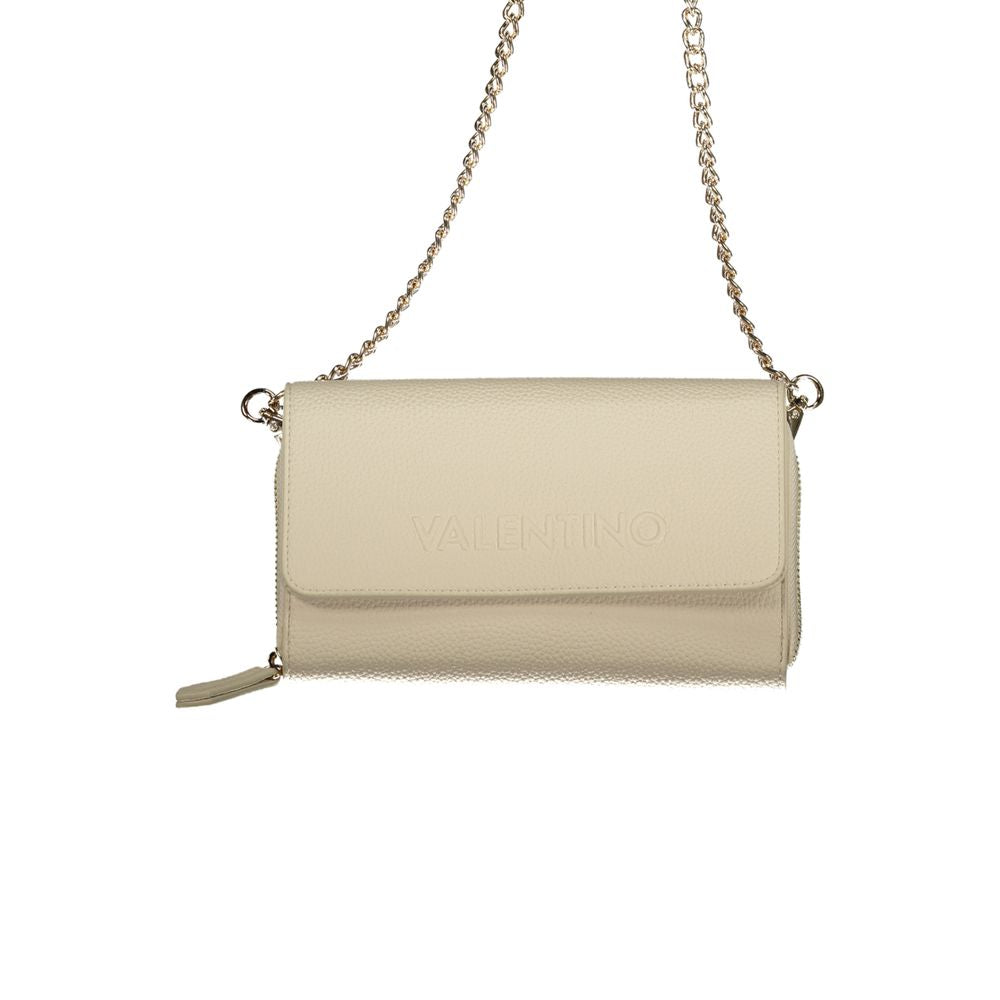 Valentino - Elegant Textured Chain Wallet On Chain - Beige Mario Valentino