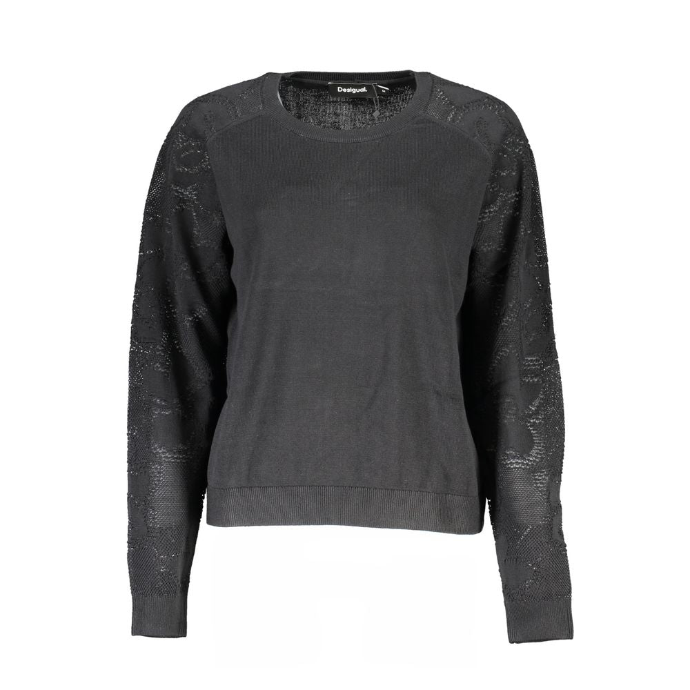 Desigual - Textured Long Sleeve Crew Neck Sweater - Black Desigual
