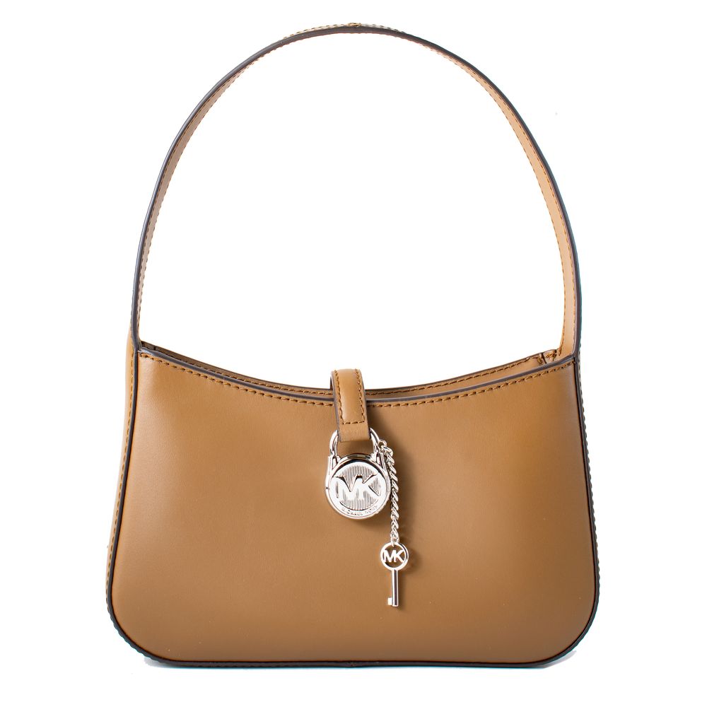 Michael Kors - Soft Faux Fur Structured Top Handle Shoulder Bag with Lock Charm - Brown Michael Kors