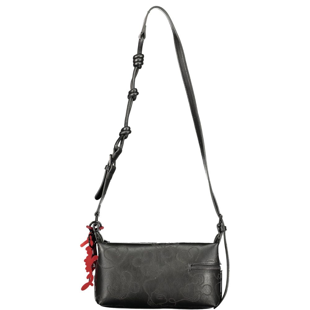 Desigual - Bold Embossed Heart Crossbody Bag with Knotted Strap - Black Desigual