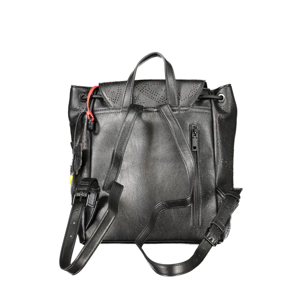 Desigual - Edgy Perforated PU Leather Backpack with Front Pockets - Black Desigual