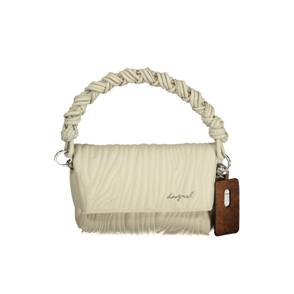 Desigual - Textured Braided Handle Quilted Shoulder Bag - Off White Desigual