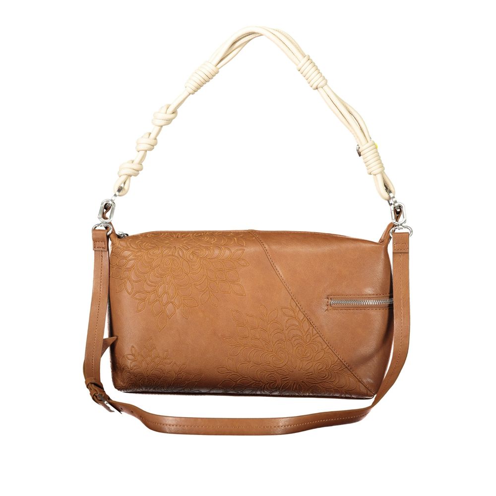 Desigual - Artistic Embossed Floral Knotted Handle Shoulder Bag - Brown Desigual