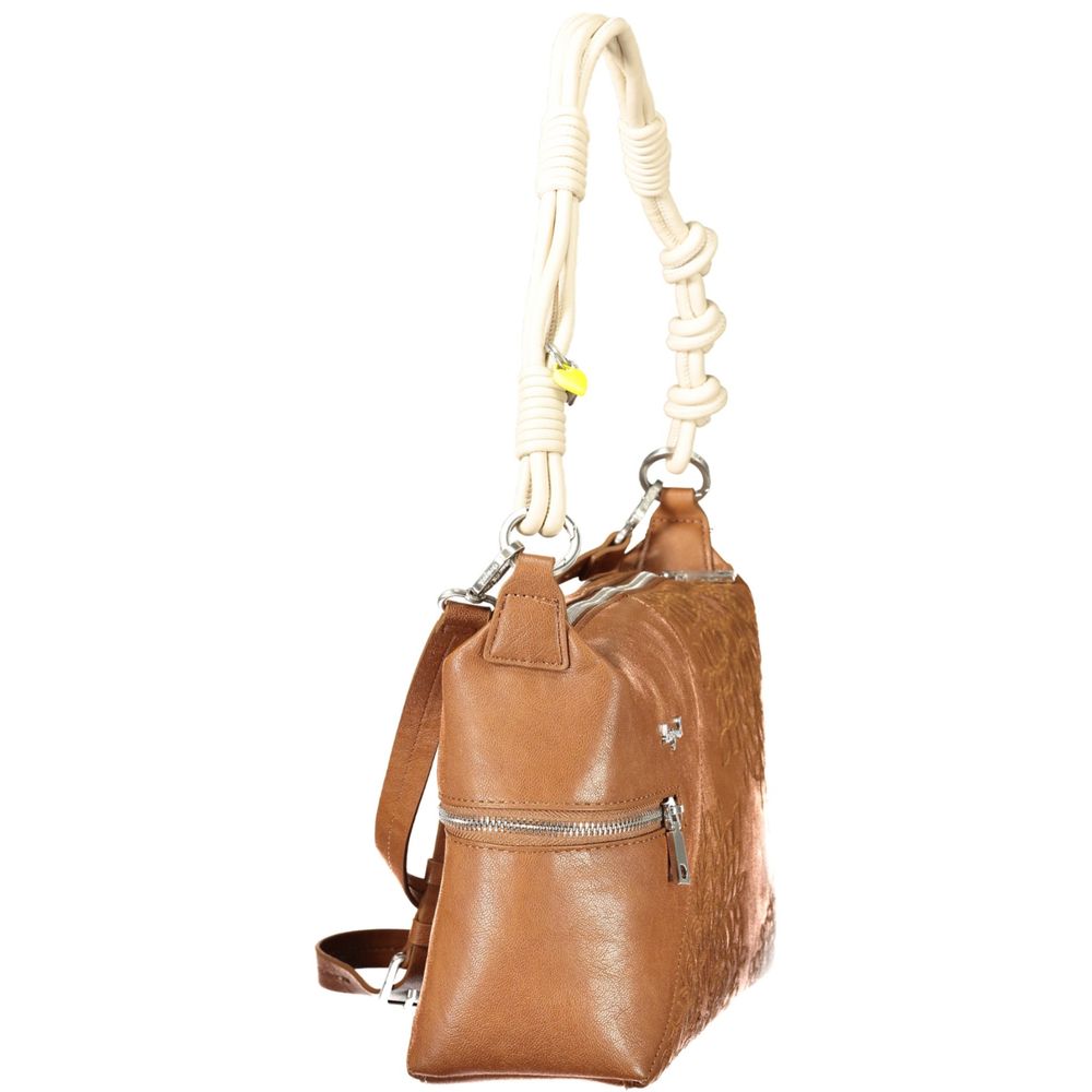 Desigual - Artistic Embossed Floral Knotted Handle Shoulder Bag - Brown Desigual
