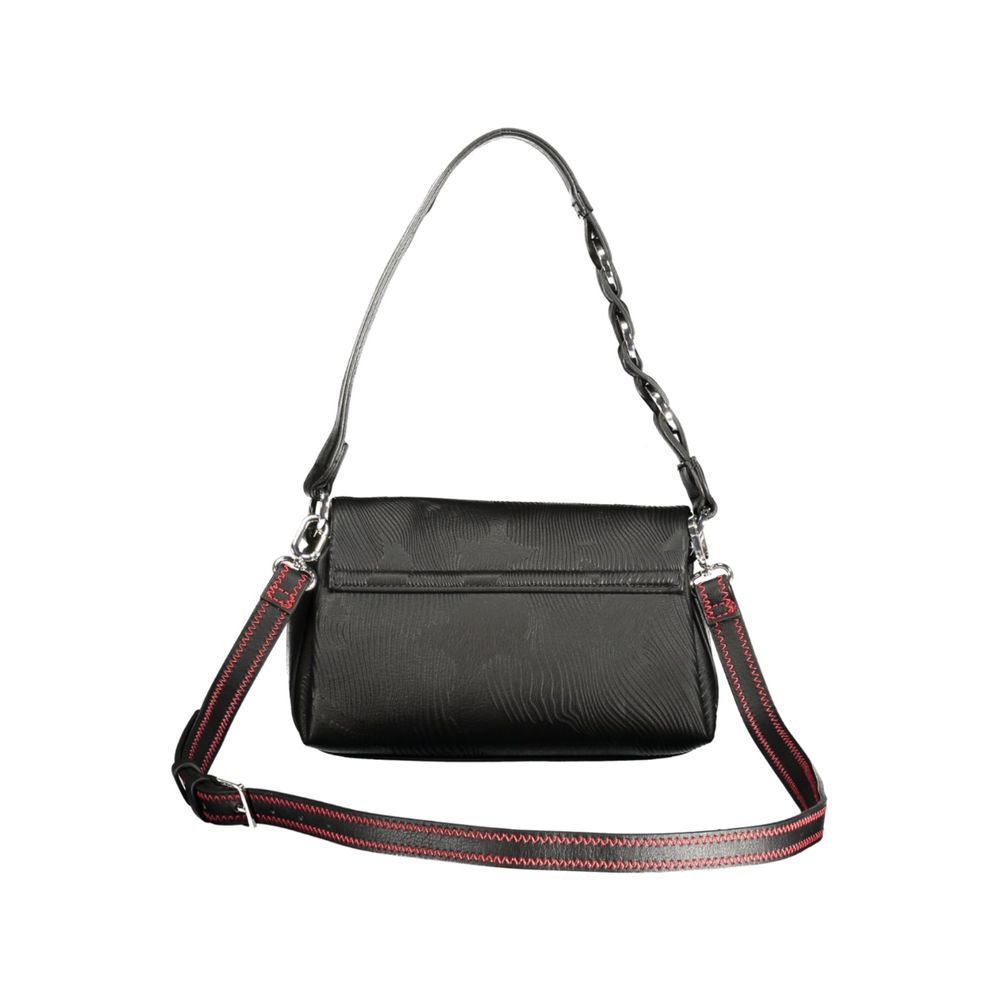 Desigual - Edgy Embossed Floral Chain Shoulder Bag - Black Desigual