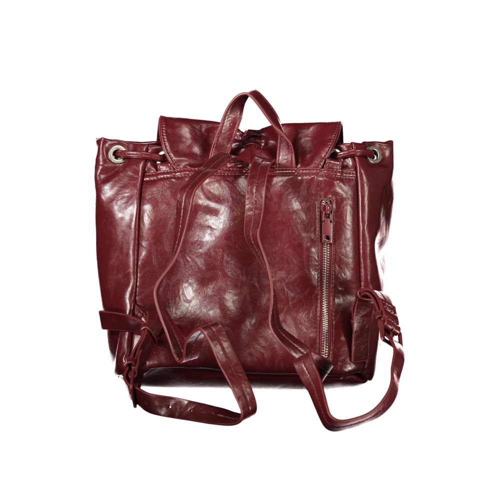 Desigual - Glossy Bow Detail Polyurethane Backpack - Burgundy Desigual