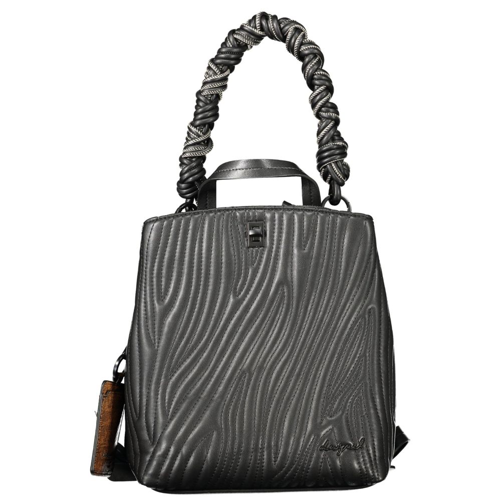 Desigual - Bold Textured Wave Mini Backpack with Twisted Handle - Black Desigual