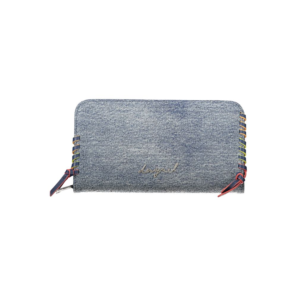 Desigual - Playful Denim Zip-Around Wallet With Contrast Stitching - Blue Desigual