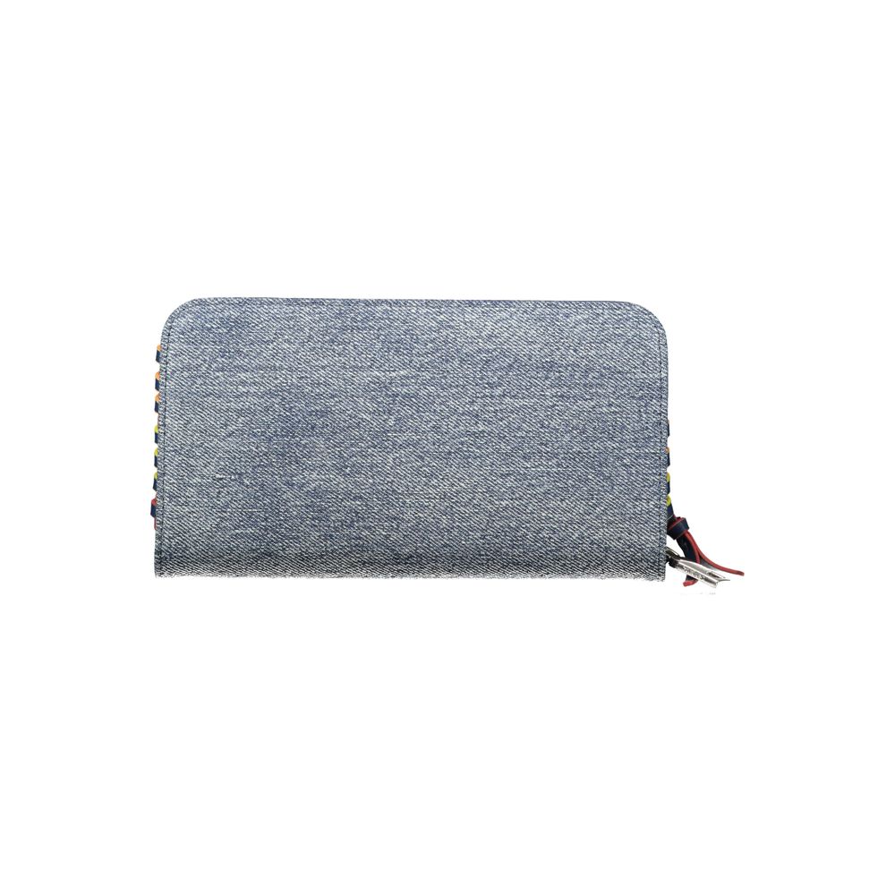 Desigual - Playful Denim Zip-Around Wallet With Contrast Stitching - Blue Desigual