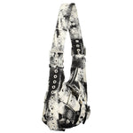 Desigual - Edgy Graphic Canvas Buckle Mini Shoulder Bag - Black White Desigual