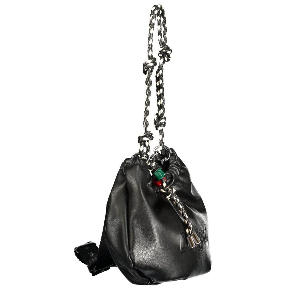 Desigual - Edgy Polyethylene Gathered Shoulder Bag With Braided Strap - Black Desigual