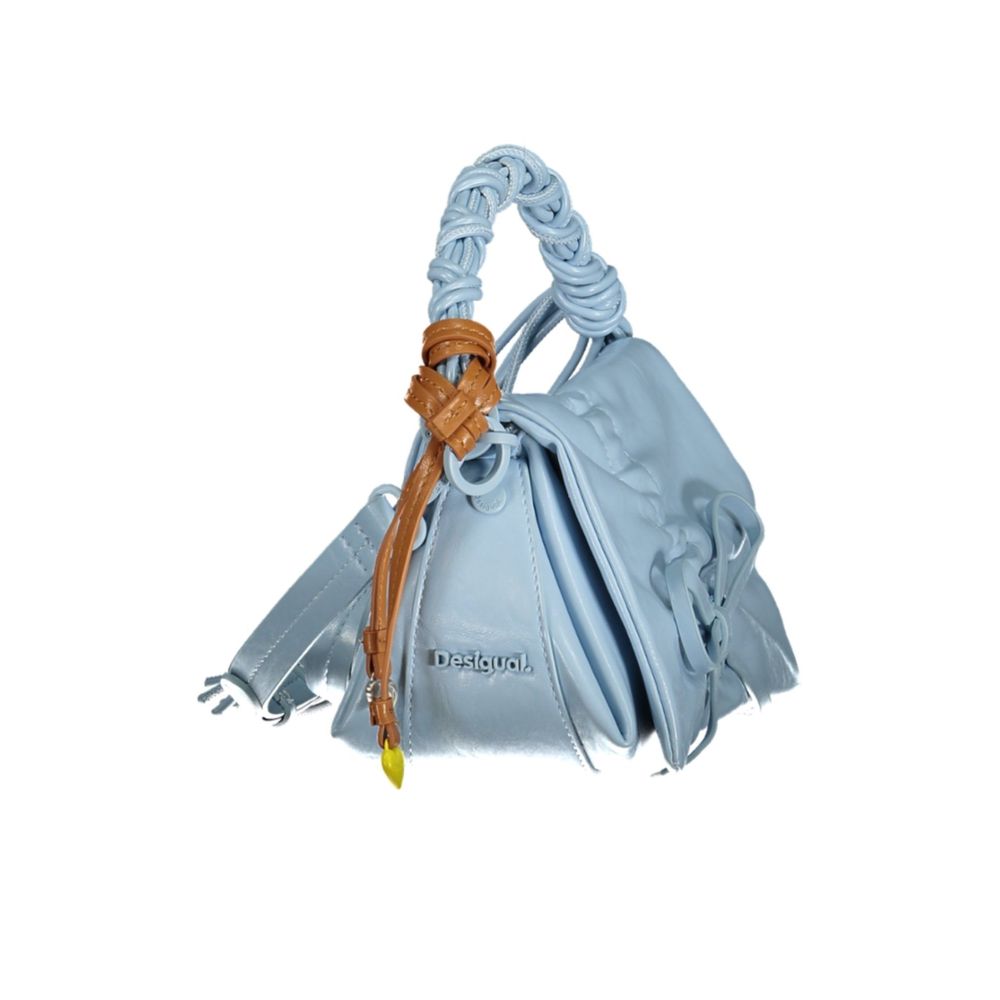 Desigual - Playful Bow Detail Mini Flap Bag With Braided Handle - Light Blue Desigual