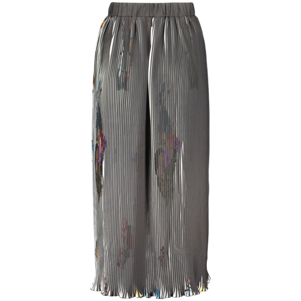 Desigual - Bold Abstract Print Pleated Midi Skirt - Black Desigual