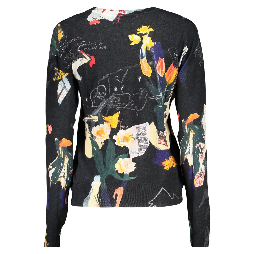 Desigual - Edgy Floral Collage Regular Knit Sweater - Black Multicolor Desigual