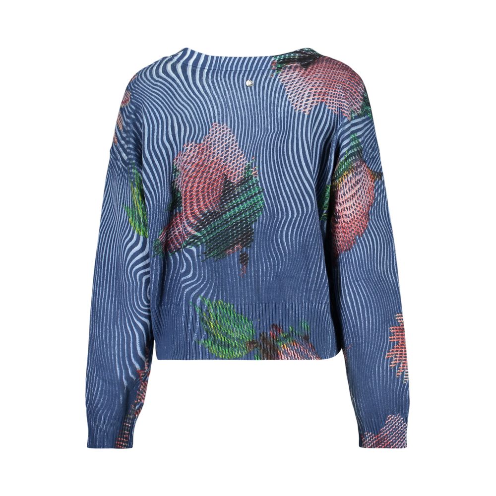 Desigual - Artistic Floral Ribbed Button-Up Cardigan - Blue Desigual