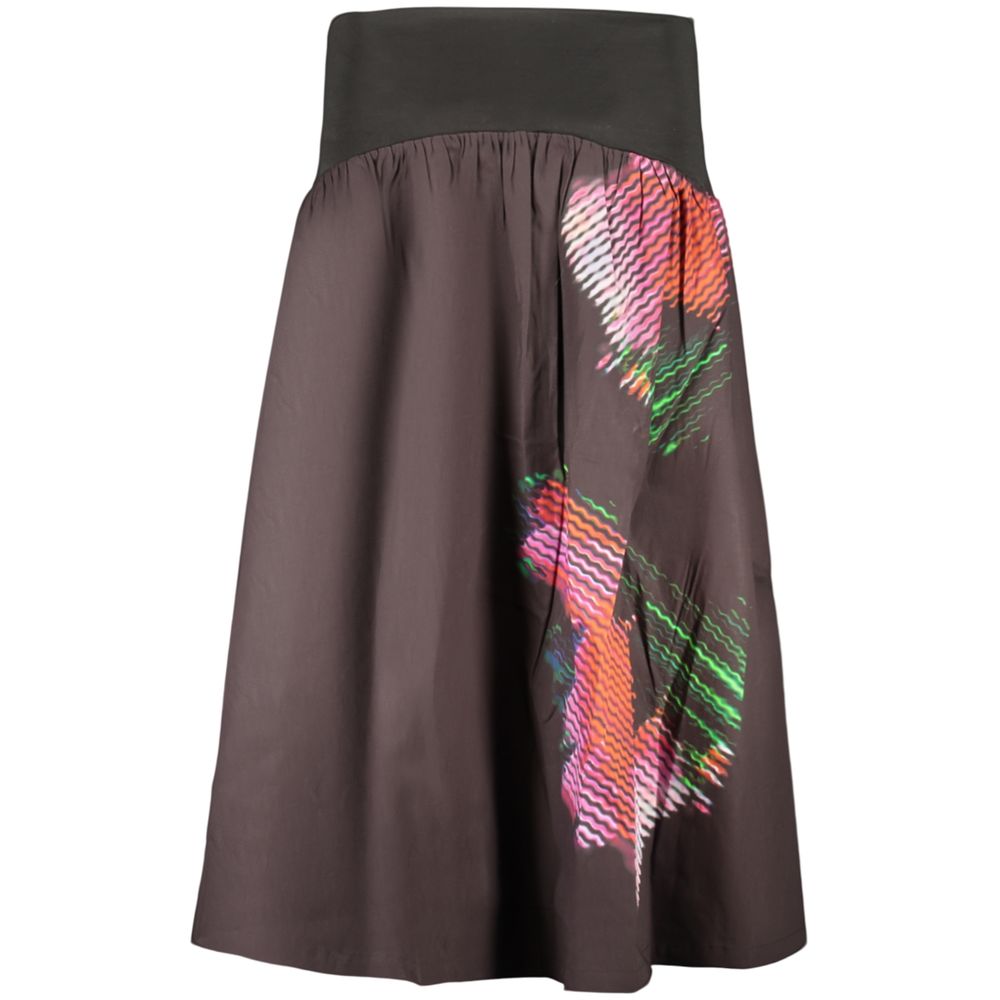 Desigual - Bold Abstract Print High-Waist Midi Skirt - Black Desigual