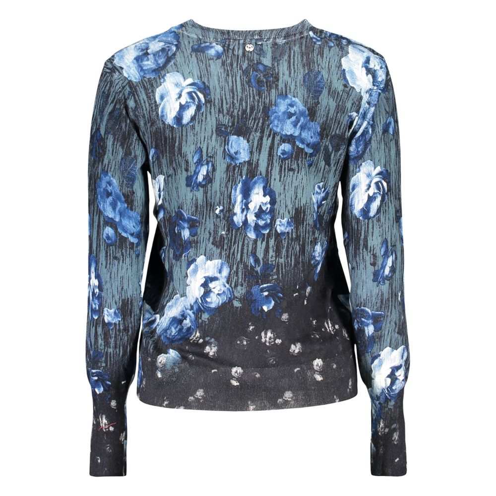 Desigual - Artistic Floral Ribbed Knit Crew Neck Sweater - Blue Desigual