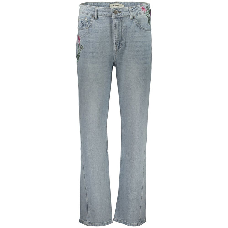 Desigual - Romantic Floral Embroidered Straight-Leg Jeans - Light Blue Desigual