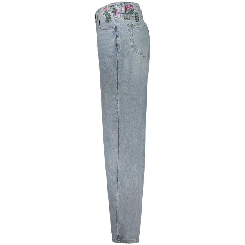 Desigual - Romantic Floral Embroidered Straight-Leg Jeans - Light Blue Desigual