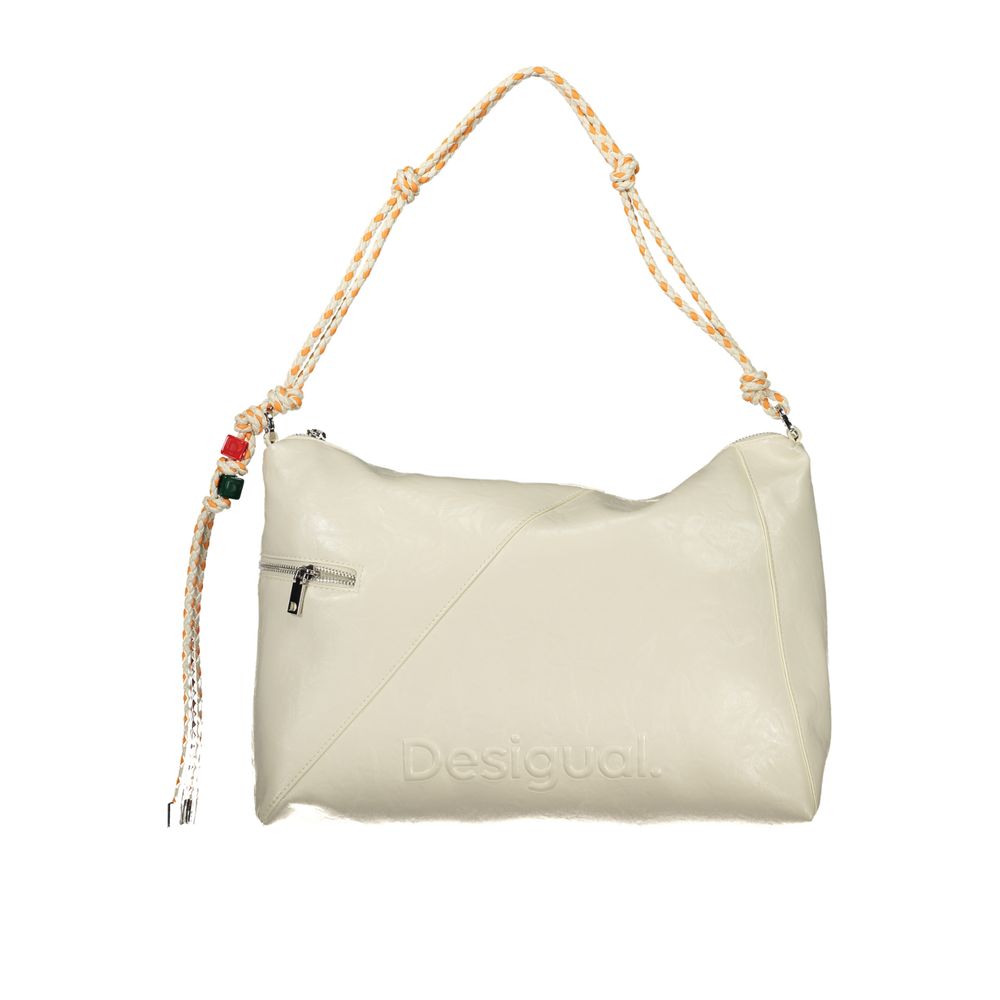 Desigual - Eclectic Braided Rope Handle PU Leather Shoulder Bag - Ecru Desigual