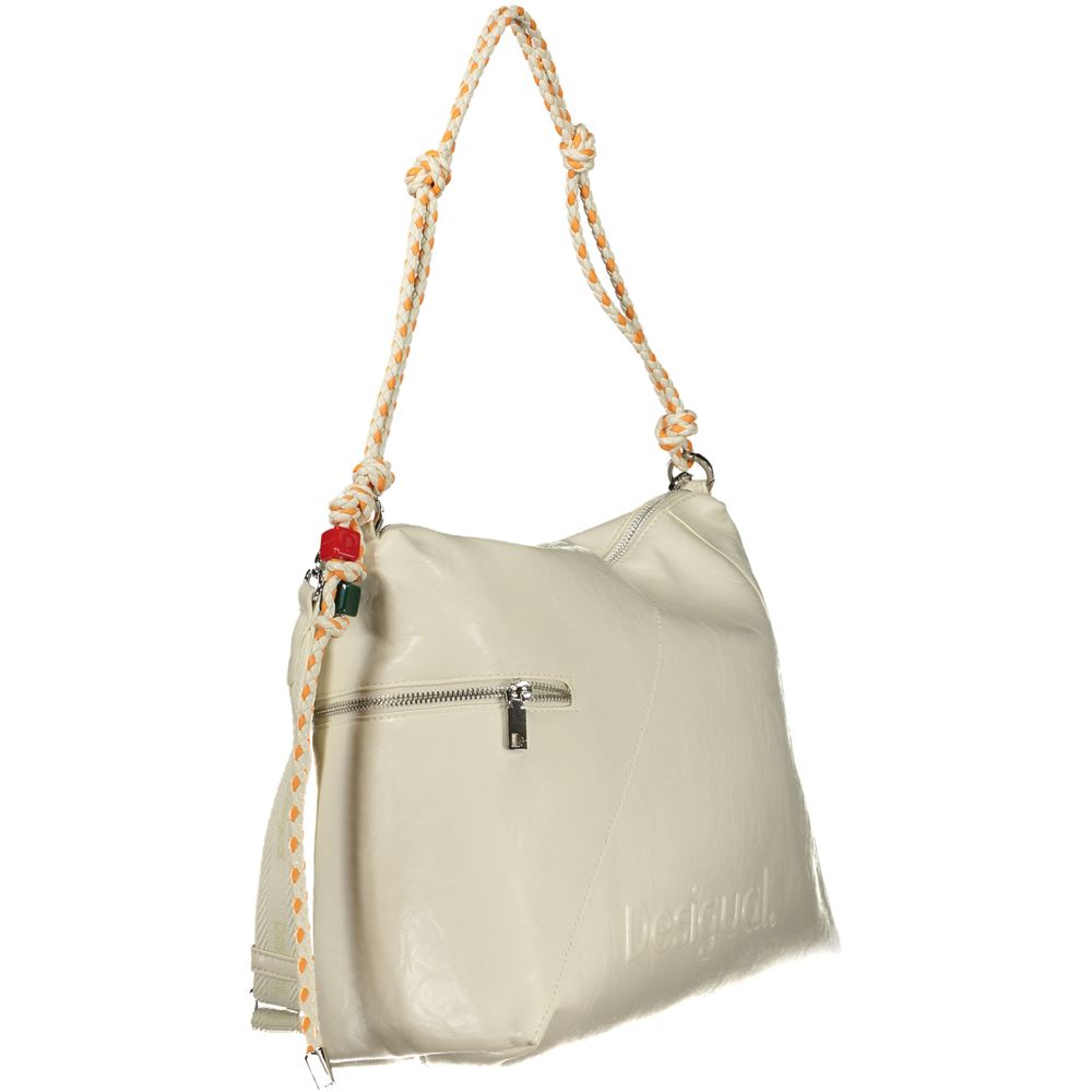 Desigual - Eclectic Braided Rope Handle PU Leather Shoulder Bag - Ecru Desigual
