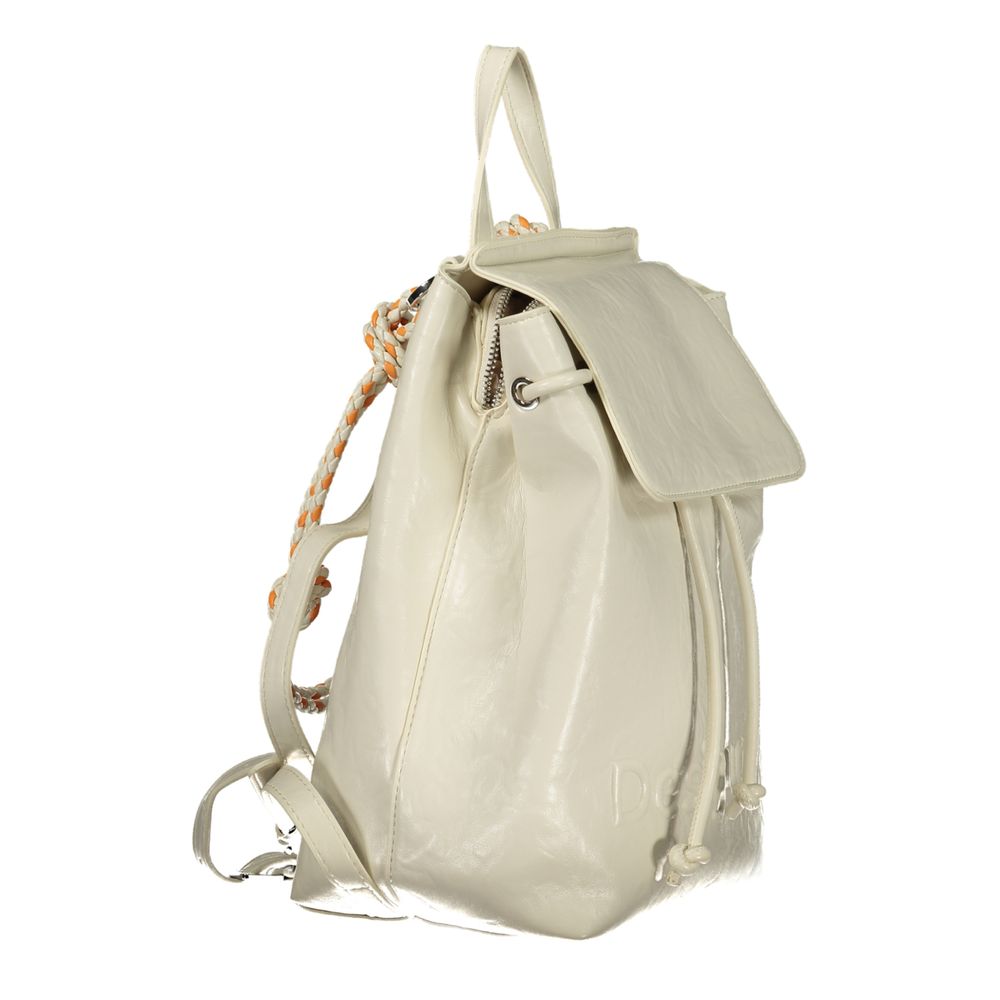 Desigual - Minimalist Textured Polyethylene Mini Backpack - Ecru Desigual