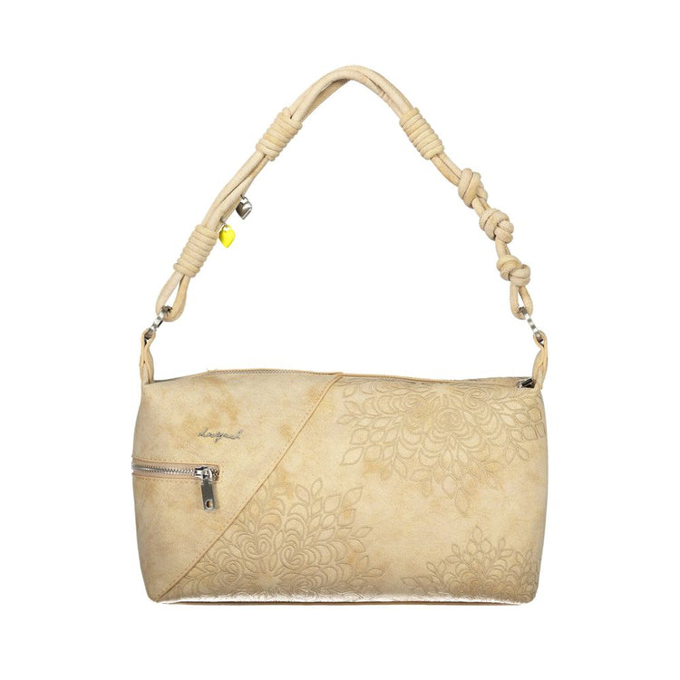 Desigual - Artistic Embossed Knotted Handle Shoulder Bag - Beige Desigual