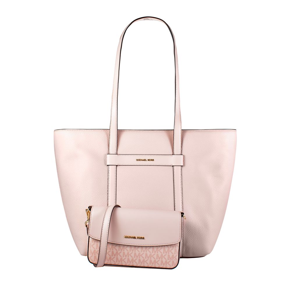 Michael Kors - Chic Pebbled Faux Leather Tote with Detachable Pouch - Powder Blush Michael Kors