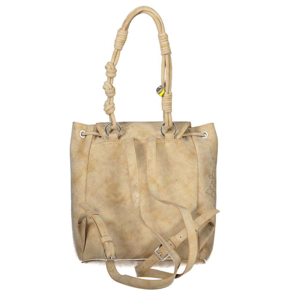 Desigual - Embossed Floral Convertible Backpack - Beige Desigual