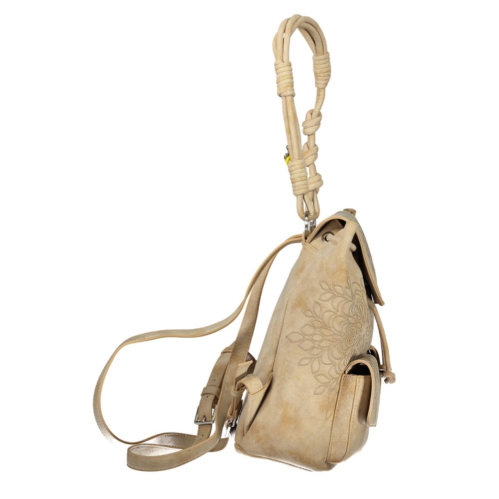 Desigual - Embossed Floral Convertible Backpack - Beige Desigual