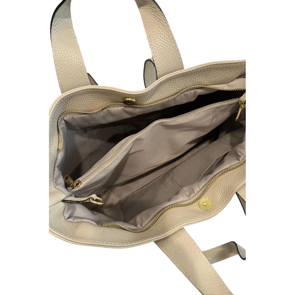 Baldinini Trend - Polished Textured Cowhide Shoulder Bag - Beige Baldinini Trend