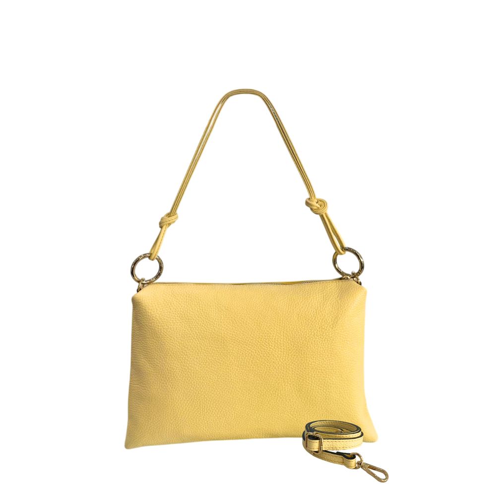 Baldinini Trend - Textured Cowhide Shoulder Clutch With Knot Detail - Yellow Baldinini Trend