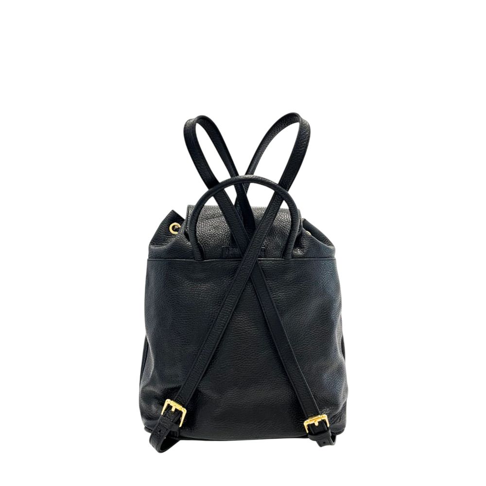 Baldinini Trend - Textured Cowhide Flap Backpack with Gold Hardware - Black Baldinini Trend
