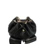 Baldinini Trend - Textured Cowhide Flap Backpack with Gold Hardware - Black Baldinini Trend