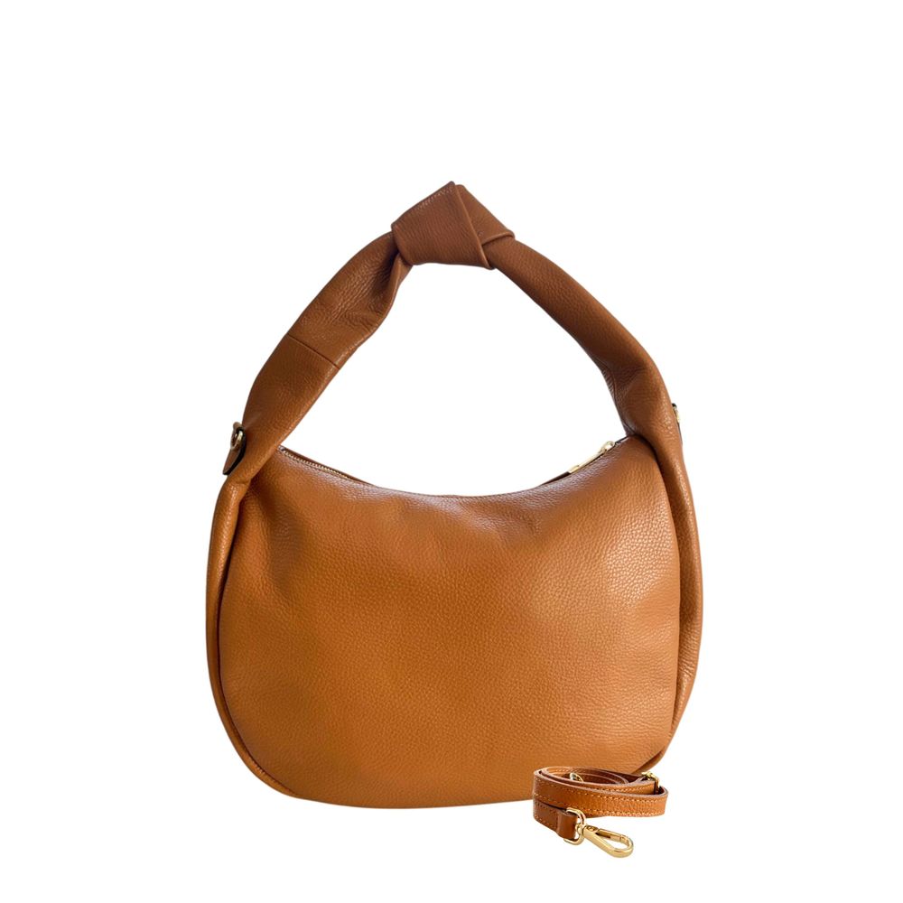 Baldinini Trend - Polished Textured Cowhide Shoulder Bag with Adjustable Strap - Brown Baldinini Trend
