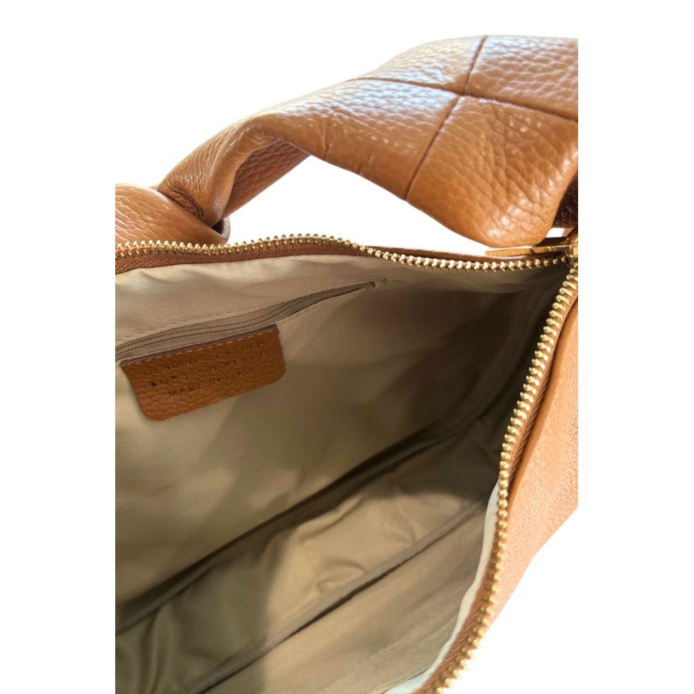 Baldinini Trend - Polished Textured Cowhide Shoulder Bag with Adjustable Strap - Brown Baldinini Trend