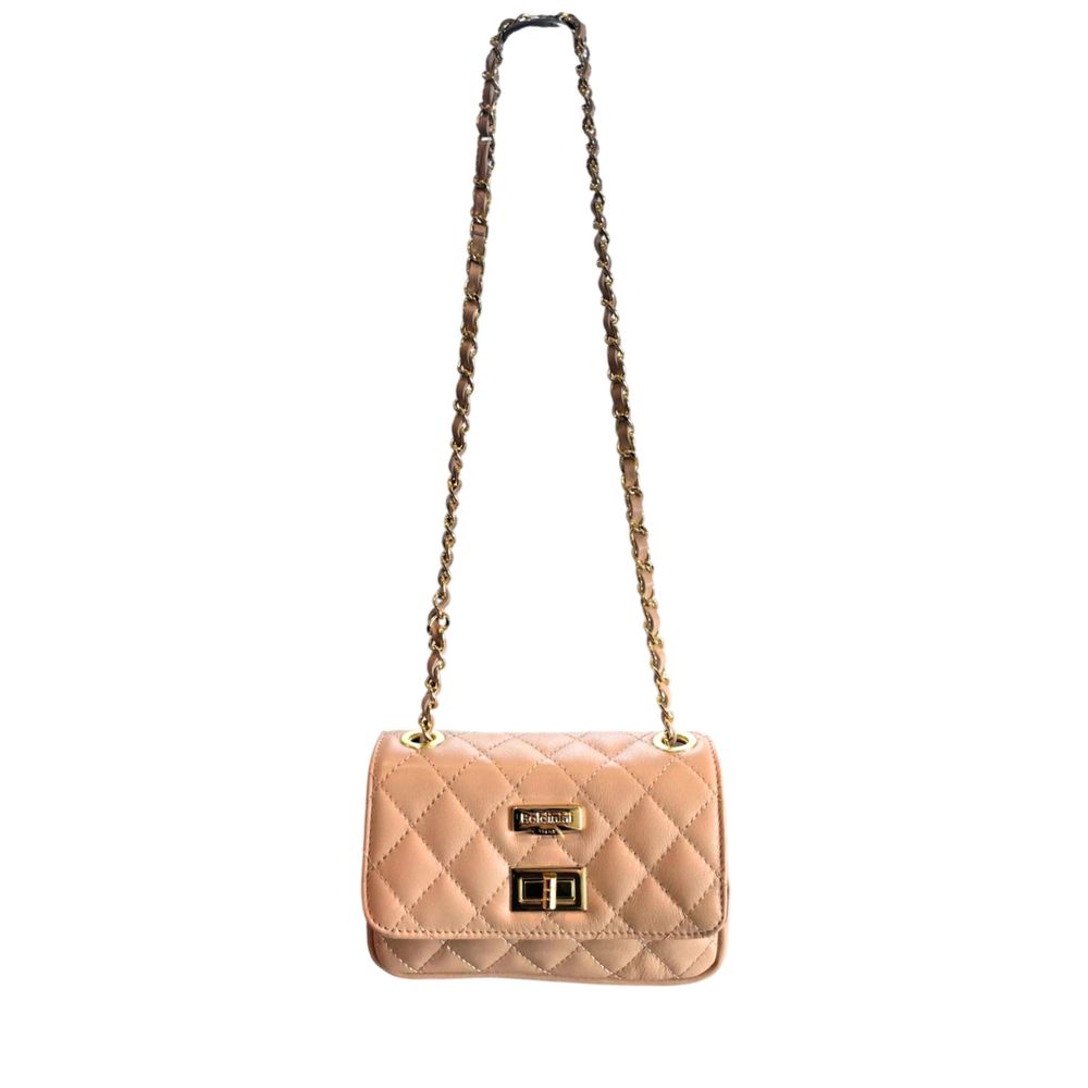 Baldinini Trend - Elegant Quilted Leather Mini Chain Crossbody Bag - Beige Baldinini Trend