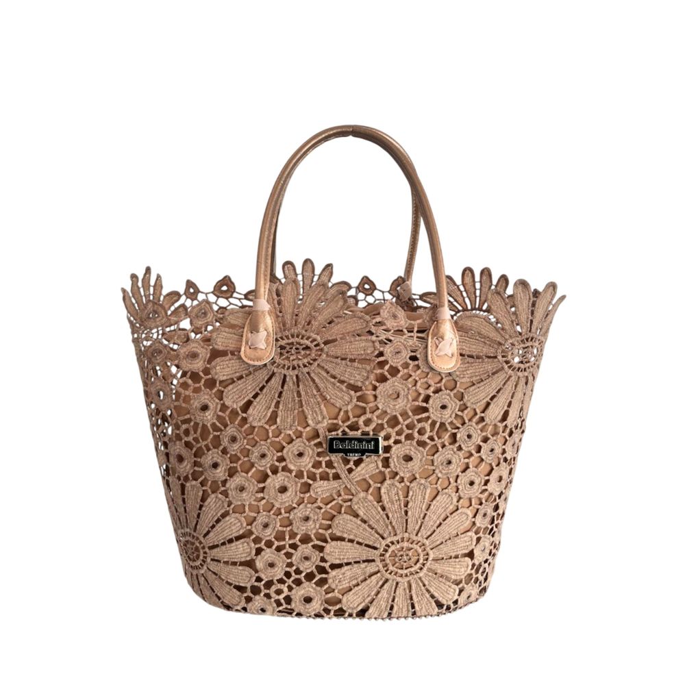 Baldinini Trend - Artistic Floral Openwork Basket Handbag - Brown Baldinini Trend