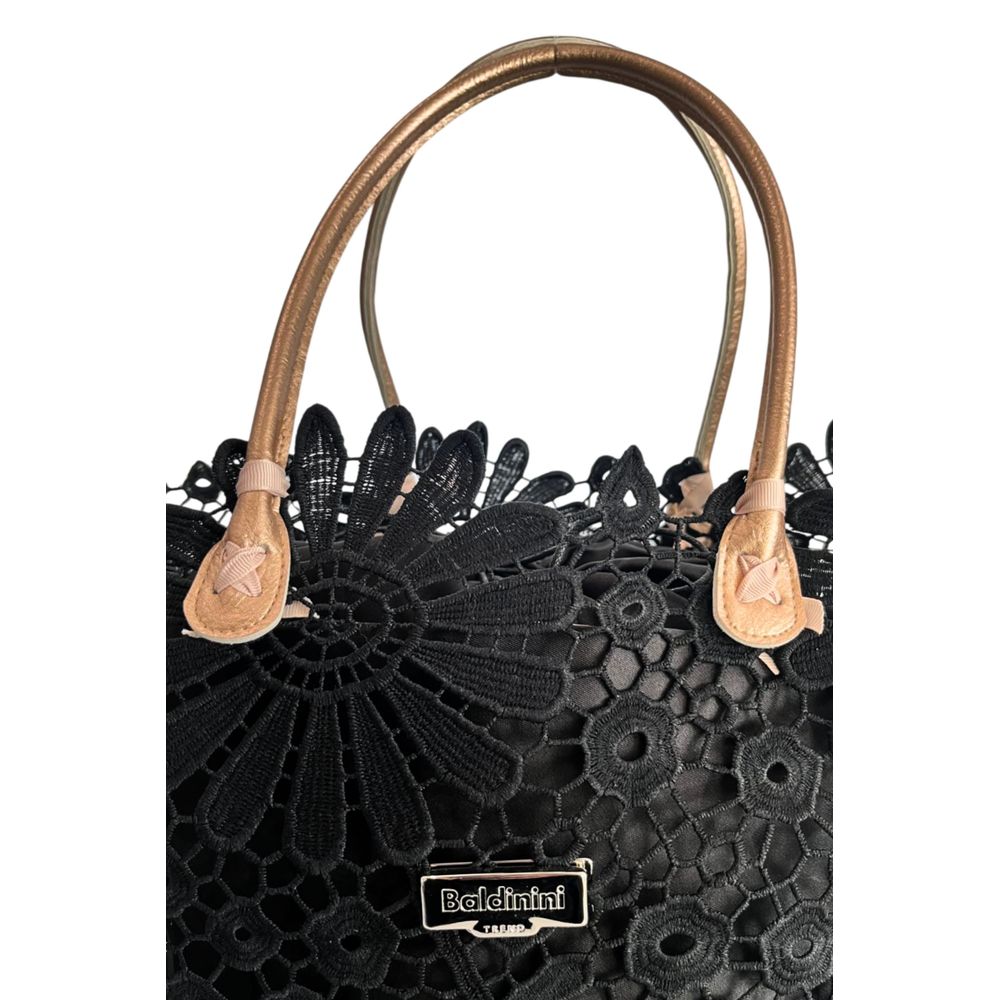 Baldinini Trend - Sculptural Floral Openwork Basket Handbag - Black Baldinini Trend