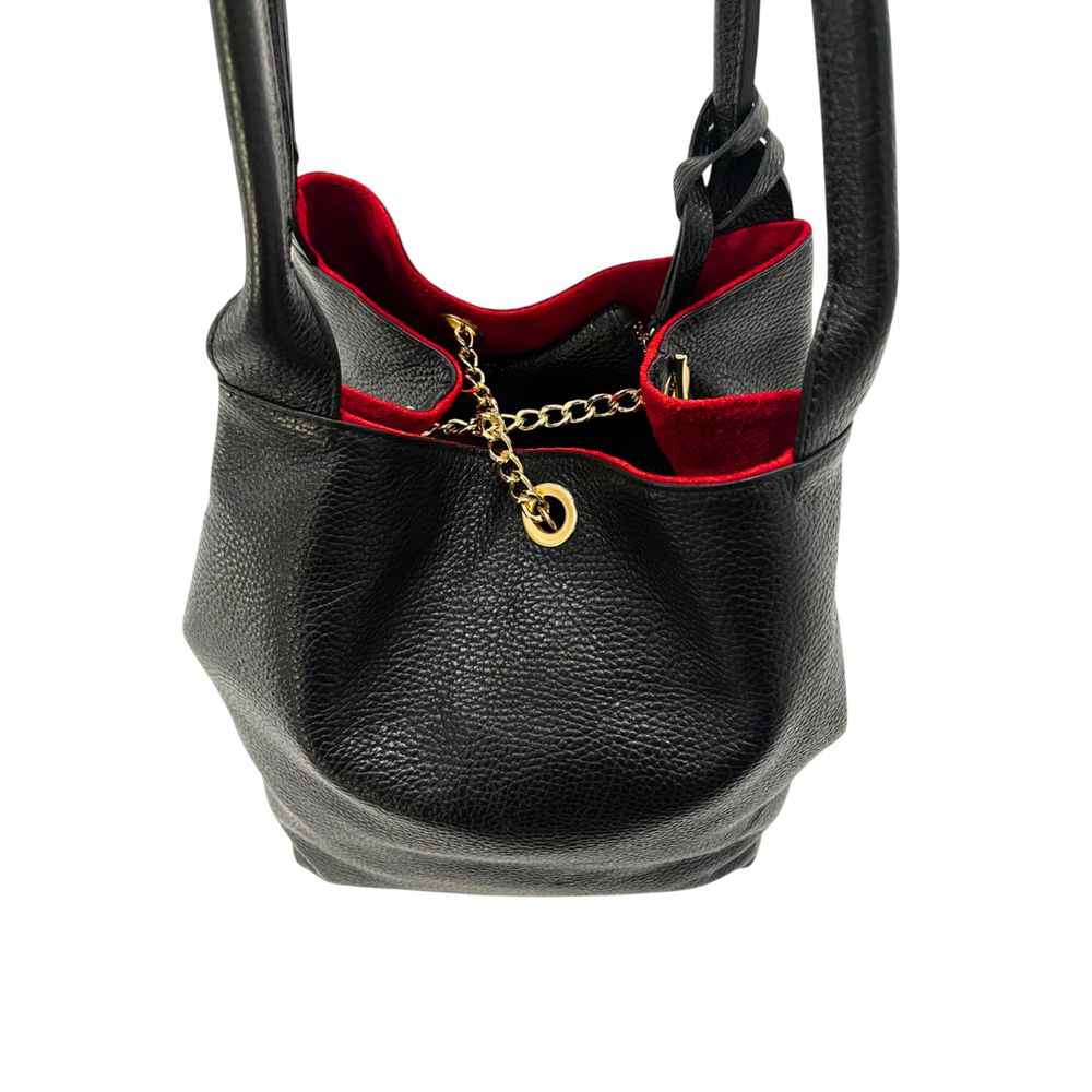 Baldinini Trend - Soft Pebbled Leather Structured Shoulder Bag - Black Baldinini Trend