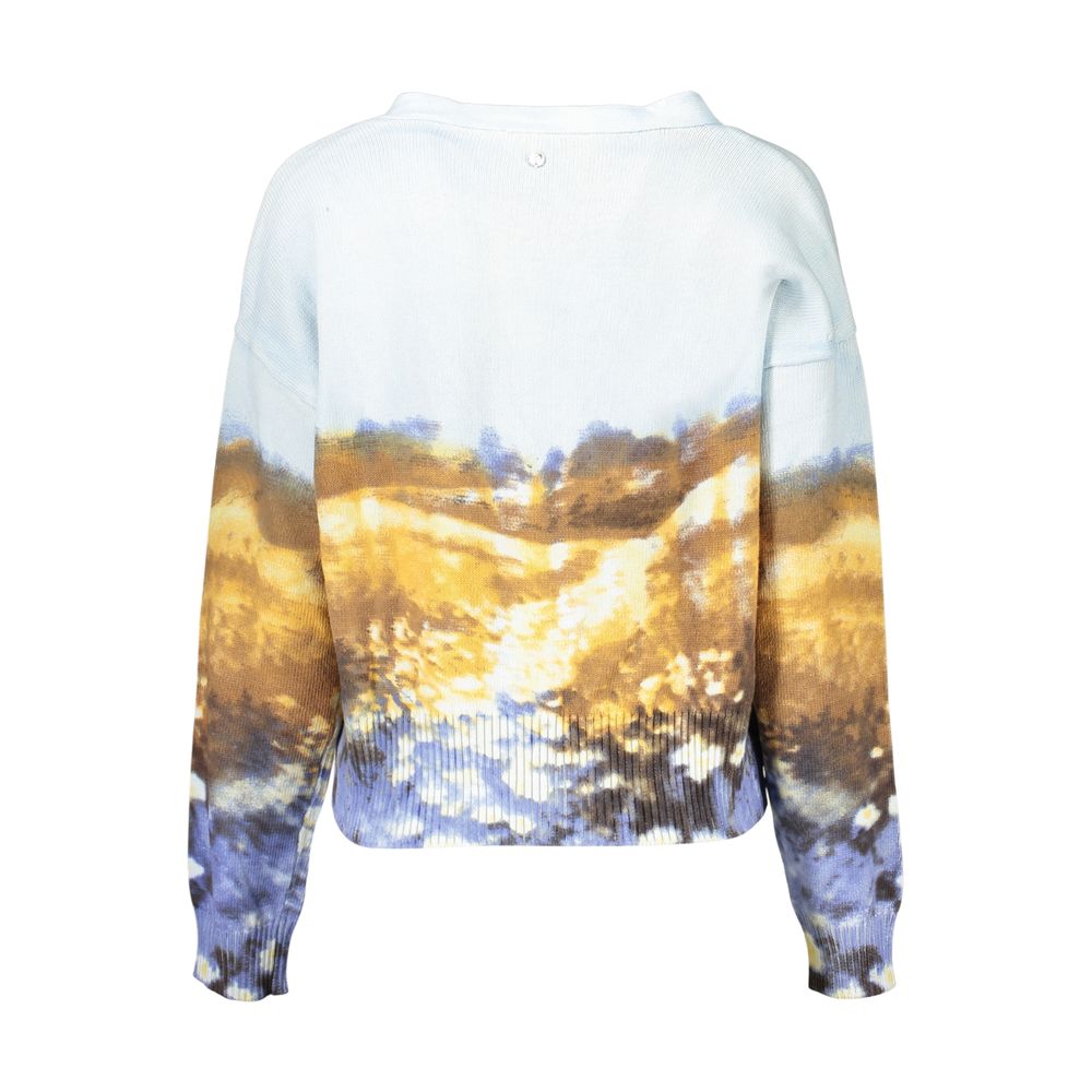 Desigual - Artistic Abstract Print V-Neck Cardigan - Azure Desigual