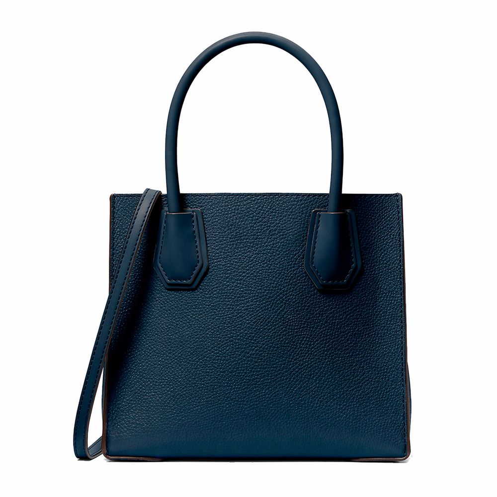 Michael Kors - Polished Textured Structured Tote Bag - Navy Michael Kors