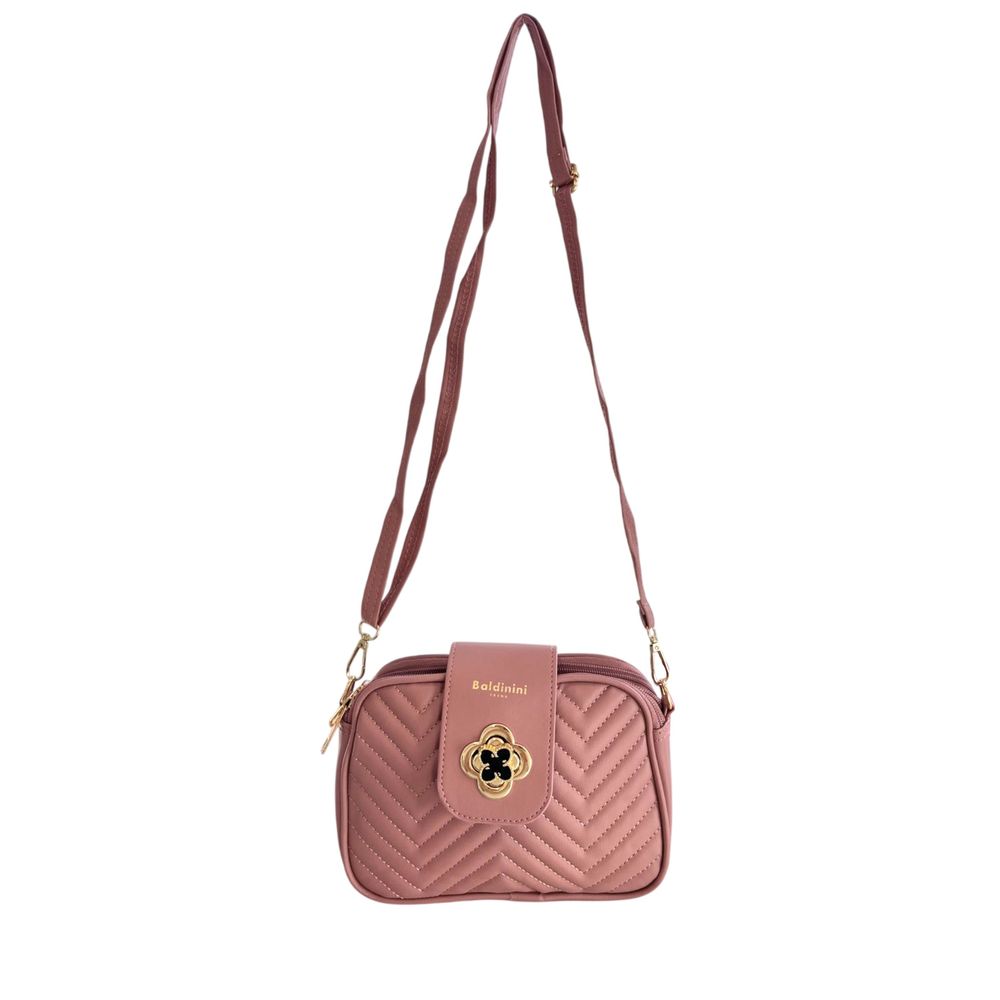 Baldinini Trend - Elegant Quilted Chevron Crossbody Bag - Pink Baldinini Trend