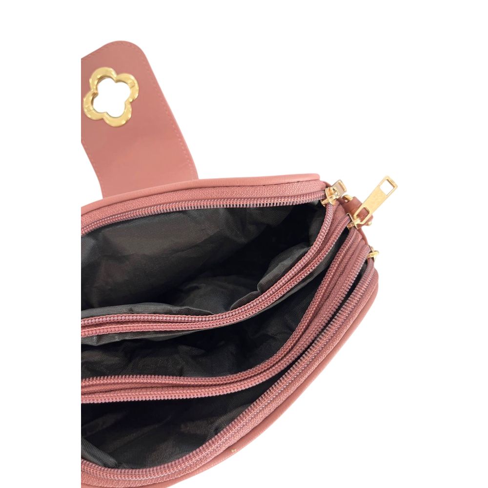 Baldinini Trend - Elegant Quilted Chevron Crossbody Bag - Pink Baldinini Trend
