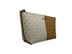 Michael Kors - Chic Two-Tone Logo Print Compact Crossbody Bag - Brown White Michael Kors